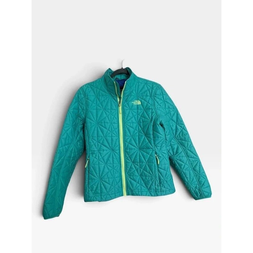 The North Face Womens Medium Teal Blue Geometric Quilted Thermoball Jacket A7JB